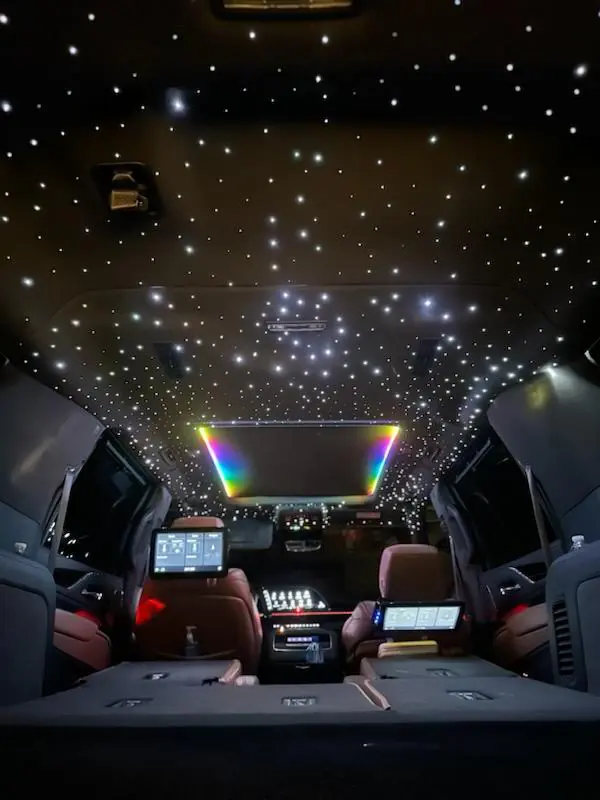 night view inside luxurious limo service