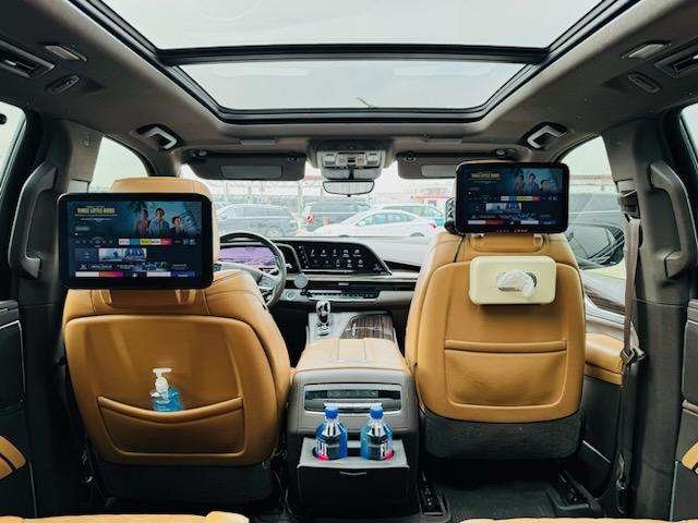 Luxury car with leather seats and modern screens