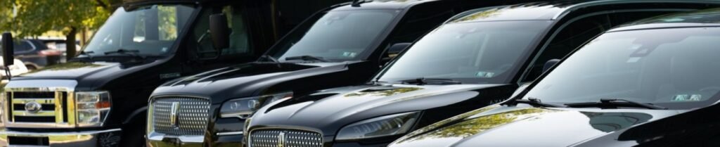 Are Limo Services Available on Holidays? - Row of parked black luxury cars.