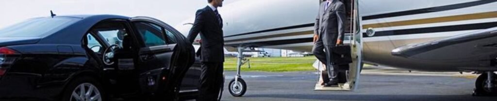 How Do I Choose a Reliable Airport Car Service? - Businessman exits private jet to waiting car.