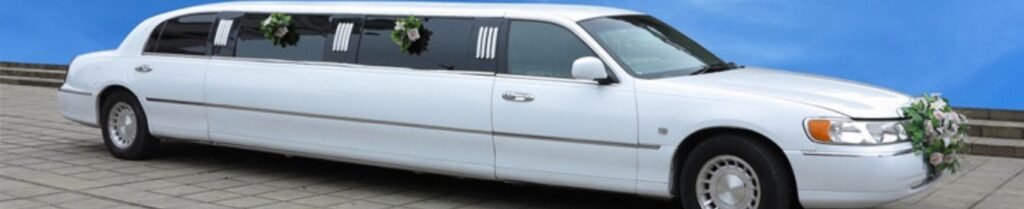 What Are the Different Types of Limousines? - White limousine decorated with flowers parked outside.