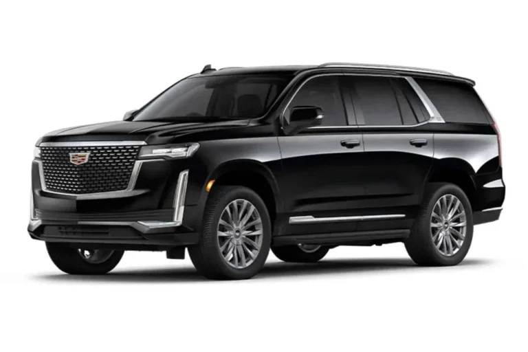 Black luxury SUV with grille and chrome accents.