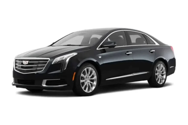 Black luxury sedan on white background